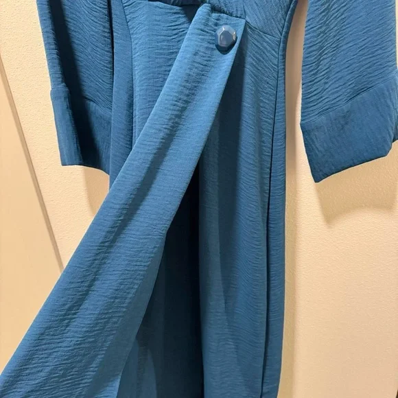 NWT Zara Textured Teal Dress - Picture 4 of 5
